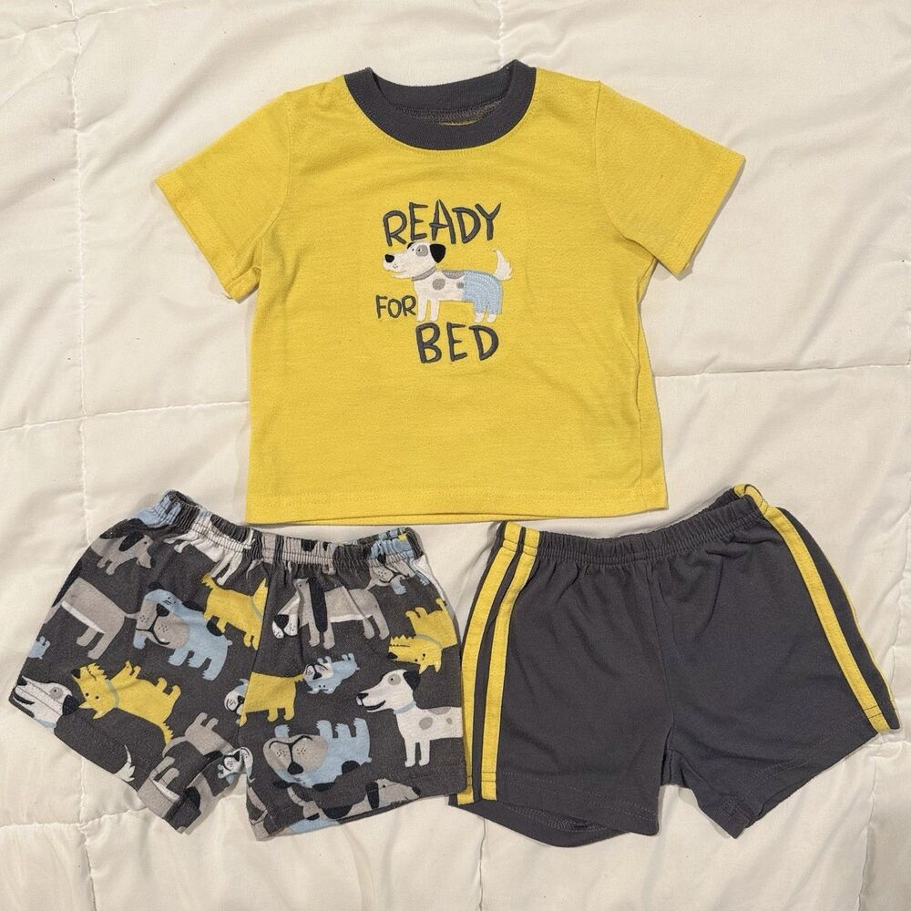 Vintage 3 Pc. Carter's Toddler Summer Sleepwear Dogs Yellow Gray 2T Shorts (12)